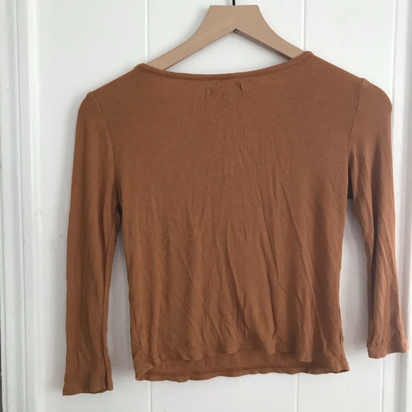 American Eagle Outfitters Embroidered Crochet Brown Crop Top - Picture 7 of 9
